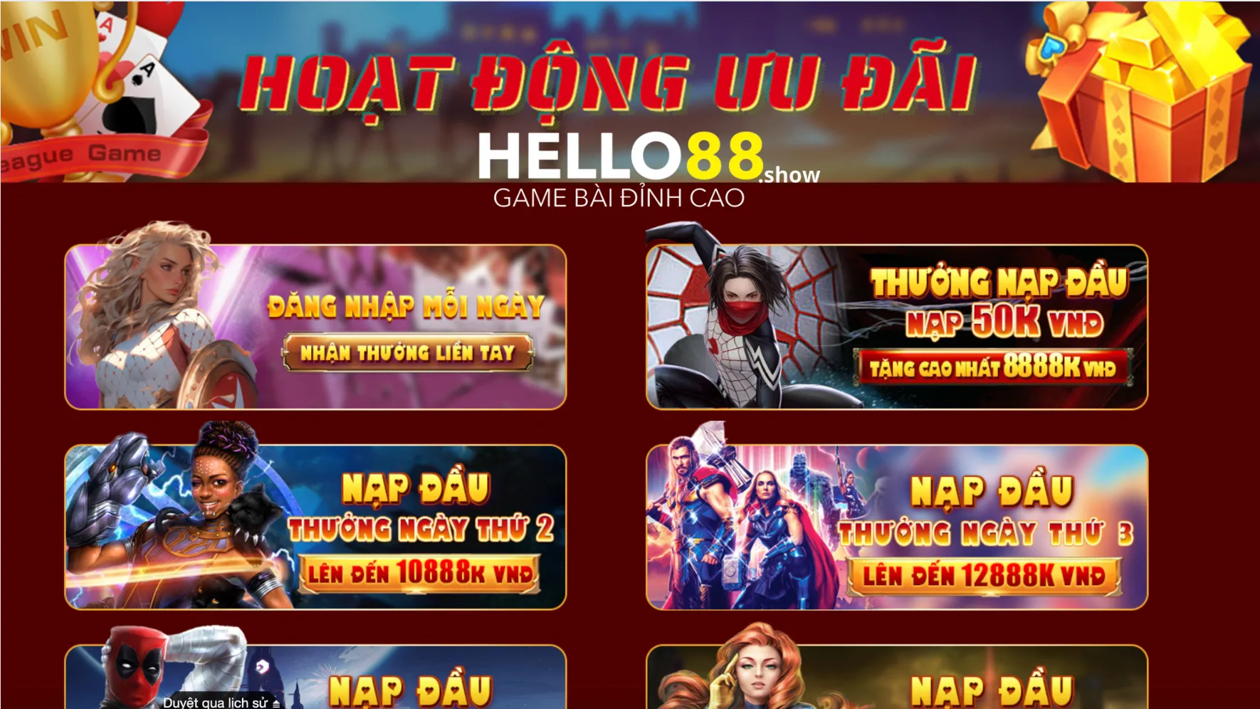 Tổng hợp các chương trình khuyến mãi hiện có tại nhà cái Hello88 Tổng hợp các chương trình khuyến mãi hiện có tại nhà cái Hello88