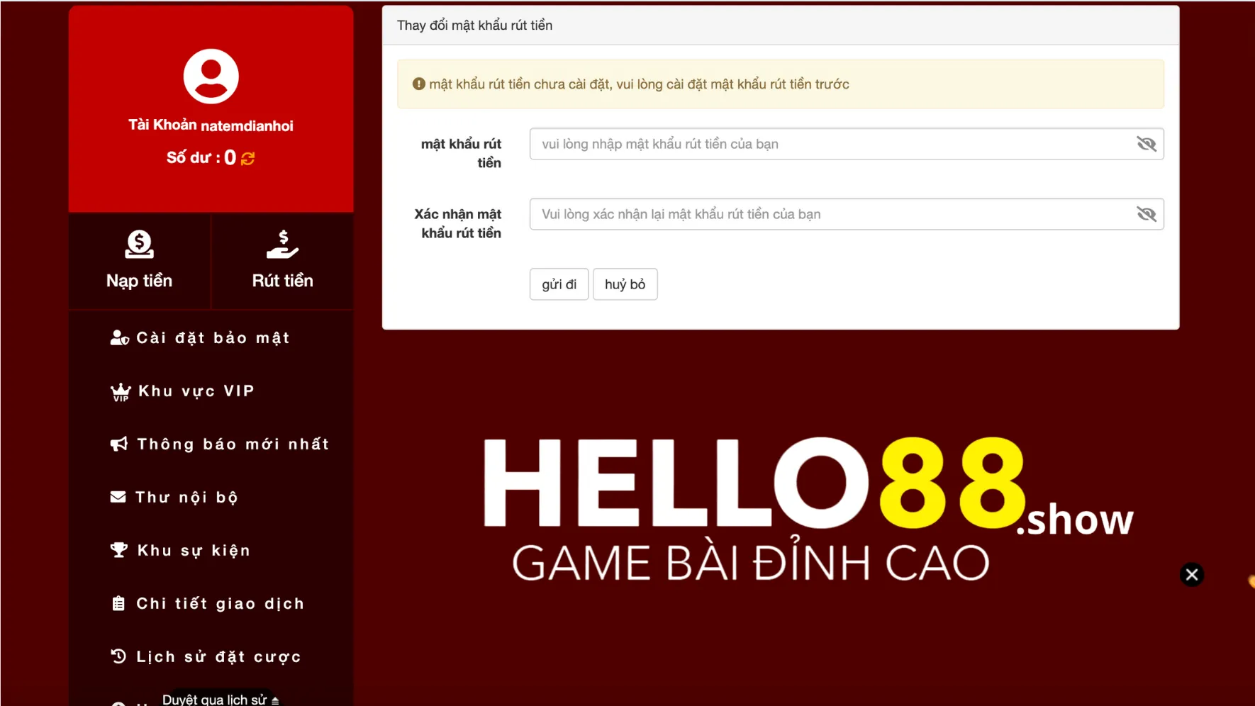 Các bước rút tiền tại Hello88 Các bước rút tiền tại Hello88