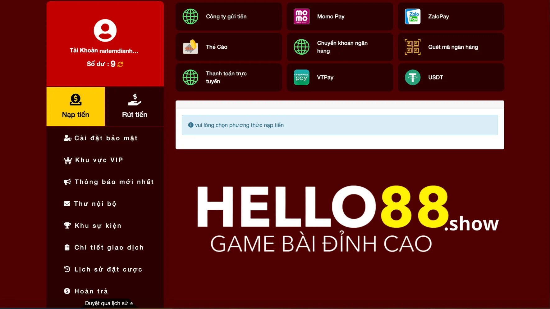 Nạp tiền Hello88 có chờ lâu không? Nạp tiền được xử lý nhanh chóng từ 3 đến 5 phút Nạp tiền Hello88 có chờ lâu không? Nạp tiền được xử lý nhanh chóng từ 3 đến 5 phút